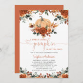 Burnt Orange Floral Pumpkin Fall Baby Dusche Einladung (Vorne/Hinten)