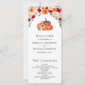 Burnt Orange Floral Pumpkin Wedding Program (Vorderseite)