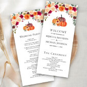 Burnt Orange Floral Pumpkin Wedding Program