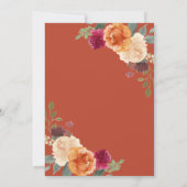 Burnt Orange Floral Pumpkin Wood Baby Dusche Einladung (Rückseite)