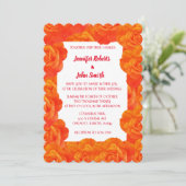 Burnt Orange Floral QR Code Rose Blume Hochzeit Einladung (Stehend Vorderseite)