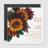 Burnt Orange Floral Rustikale Hochzeit im Herbst E Magnetkarte (Vorne/Hinten)