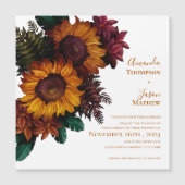 Burnt Orange Floral Rustikale Hochzeit im Herbst E Magnetkarte (Vorderseite)