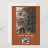 Burnt Orange Floral Terracotta QR Code Wedding Einladung (Rückseite)