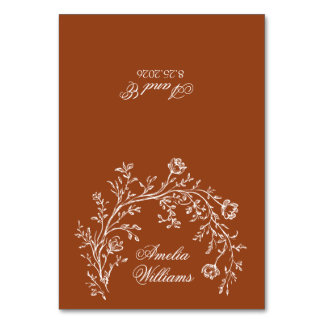 Burnt Orange Floral Terracotta Wedding Place Cards Tischnummer
