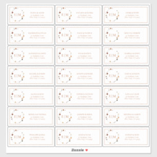 Burnt Orange Floral Wappen Monogram Guest Address Aufkleber