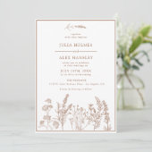 Burnt Orange Floral Wedding Einladung (Stehend Vorderseite)