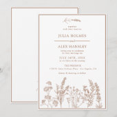 Burnt Orange Floral Wedding Einladung (Vorne/Hinten)