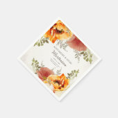 Burnt Orange Floral Wedding Reception Bride Groom Serviette (Ecke)