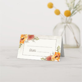 Burnt Orange Floral Wedding Reception Platzkarte