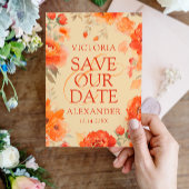 Burnt Orange Floral Wedding Save The Date