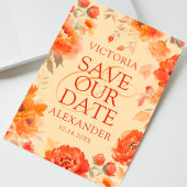 Burnt Orange Floral Wedding Save The Date