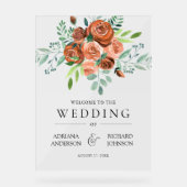 Burnt Orange Floral Wedding Welcome Acrylschild (Vorderseite)