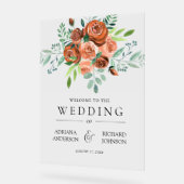 Burnt Orange Floral Wedding Welcome Acrylschild (Winkel)