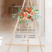 Burnt Orange Floral Wedding Welcome Acrylschild