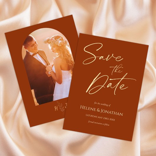 Burnt Orange Foto Moderne Hochzeit retten das Datu Save The Date