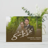 Burnt Orange Foto QR Code Elegante Hochzeit Save The Date (Stehend Vorderseite)