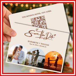 Burnt Orange Foto QR Code Elegante Hochzeit Save The Date