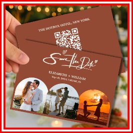 Burnt Orange Foto QR Code Elegante Hochzeit Save The Date