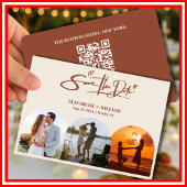 Burnt Orange Foto QR Code Elegante Hochzeit Save The Date