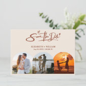 Burnt Orange Foto QR Code Elegante Hochzeit Save The Date (Stehend Vorderseite)