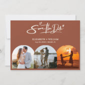 Burnt Orange Foto QR Code Elegante Hochzeit Save The Date (Vorderseite)