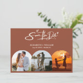Burnt Orange Foto QR Code Elegante Hochzeit Save The Date (Stehend Vorderseite)