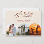 Burnt Orange Foto QR Code Elegante Hochzeit Save The Date (Vorderseite)