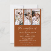 Burnt Orange Foto QR Code Hochzeit Minimalistisch Einladung (Vorderseite)