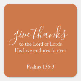 Burnt Orange geben Dank an den religiösen Erntedan Quadratischer Aufkleber