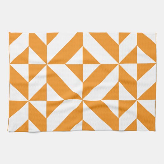 Burnt Orange Geometric Deko Cube Pattern Handtuch (Horizontal)