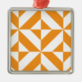 Burnt Orange Geometric Deko Cube Pattern Ornament Aus Metall (Vorne)