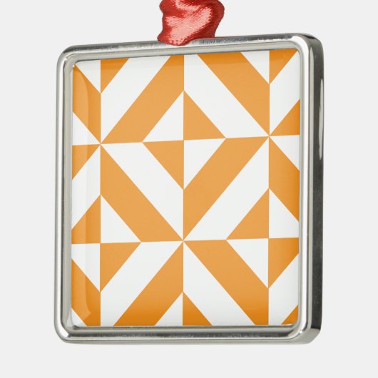 Burnt Orange Geometric Deko Cube Pattern Ornament Aus Metall (Links)