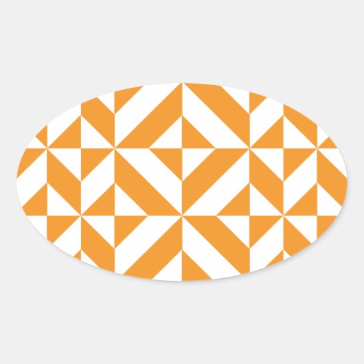 Burnt Orange Geometric Deko Cube Pattern Ovaler Aufkleber (Vorderseite)
