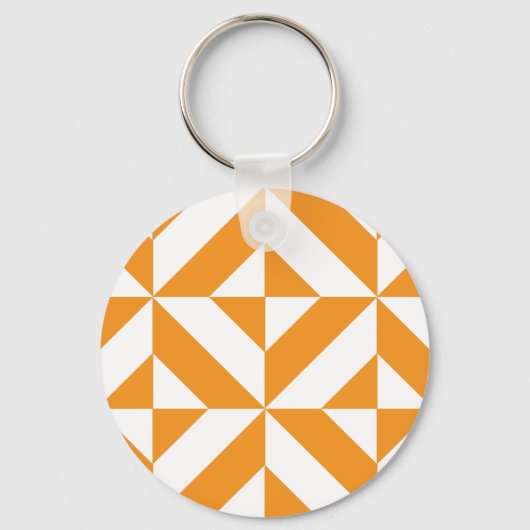 Burnt Orange Geometric Deko Cube Pattern Schlüsselanhänger (Vorderseite)