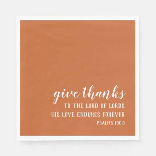 Burnt Orange gibt Dankskript-Erntedank Serviette (Vorderseite)