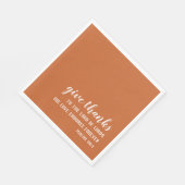 Burnt Orange gibt Dankskript-Erntedank Serviette (Ecke)