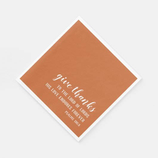 Burnt Orange gibt Dankskript-Erntedank Serviette (Ecke)