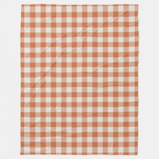 Burnt Orange Gingham Karo Pattern Fleecedecke (Vorderseite)