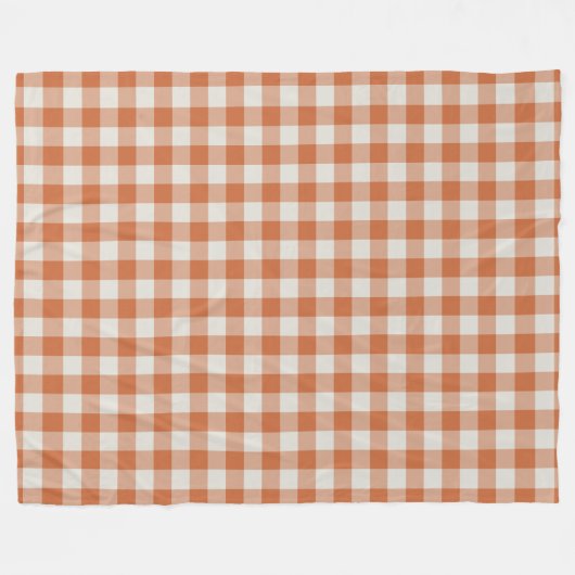 Burnt Orange Gingham Karo Pattern Fleecedecke (Vorderseite (Horizontal))