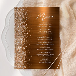 Burnt Orange Glam Glitzer Script Wedding Menükarte