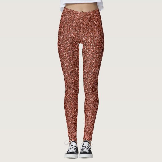 Burnt Orange Glitzer Texture Leggings (Vorderseite)