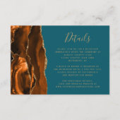 Burnt Orange Gold Agate Aquamarin Blue Wedding Det Begleitkarte (Vorderseite)