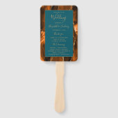 Burnt Orange Gold Agate Aquamarin Wedding Program Fächer (Vorderseite)