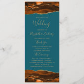 Burnt Orange Gold Agate Aquamarin Wedding Programm (Vorderseite)