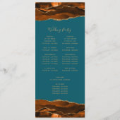 Burnt Orange Gold Agate Aquamarin Wedding Programm (Rückseite)