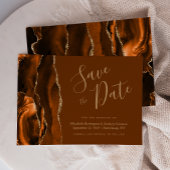 Burnt Orange Gold Agate Brown Save the Date Einladung