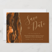 Burnt Orange Gold Agate Brown Save the Date Einladung (Vorderseite)