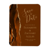 Burnt Orange Gold Agate Brown Save the Date Magnet (Vertikal)