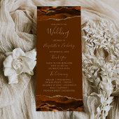 Burnt Orange Gold Agate Brown Wedding Programm